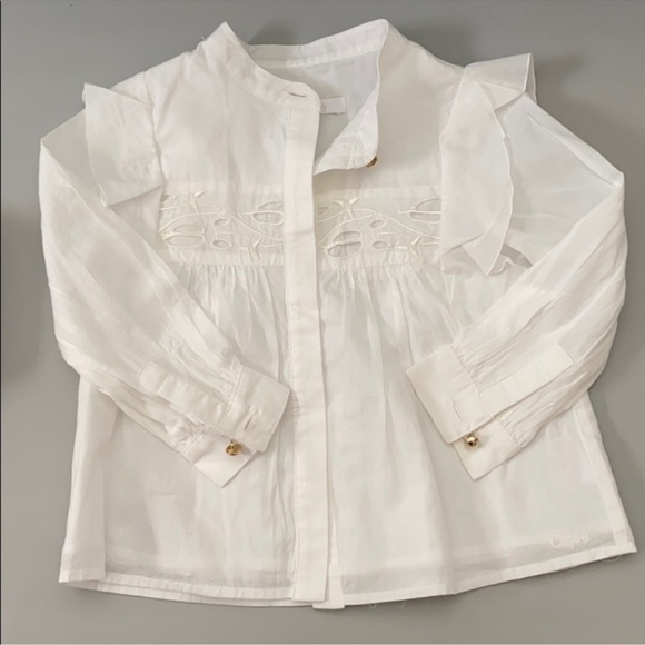 Chloé “sailor” style white dress shirt, navy shirt and navy sweater Size: 2T GUC - Picture 2 of 6
